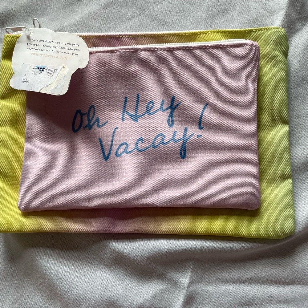 - Ivory Ella  2 make up bags,yellow ombre